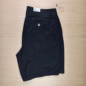 Kim Rogers Womens Black Twill Shorts Size 16 Flat Front Button Fly Casual NEW